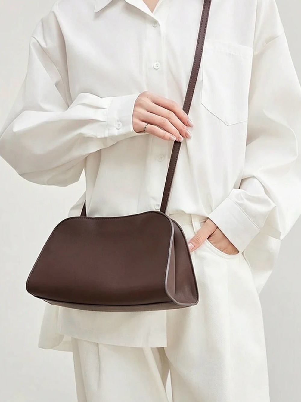 Minimalist Brown Crossbody Shoulder Bag